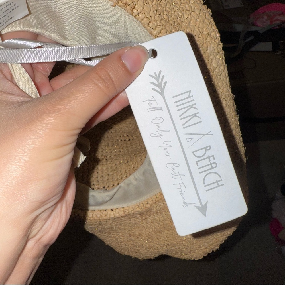 NWT Nikki Beach Cowboy Western Raffia Hat in Natural Gold OS - Picture 7 of 8